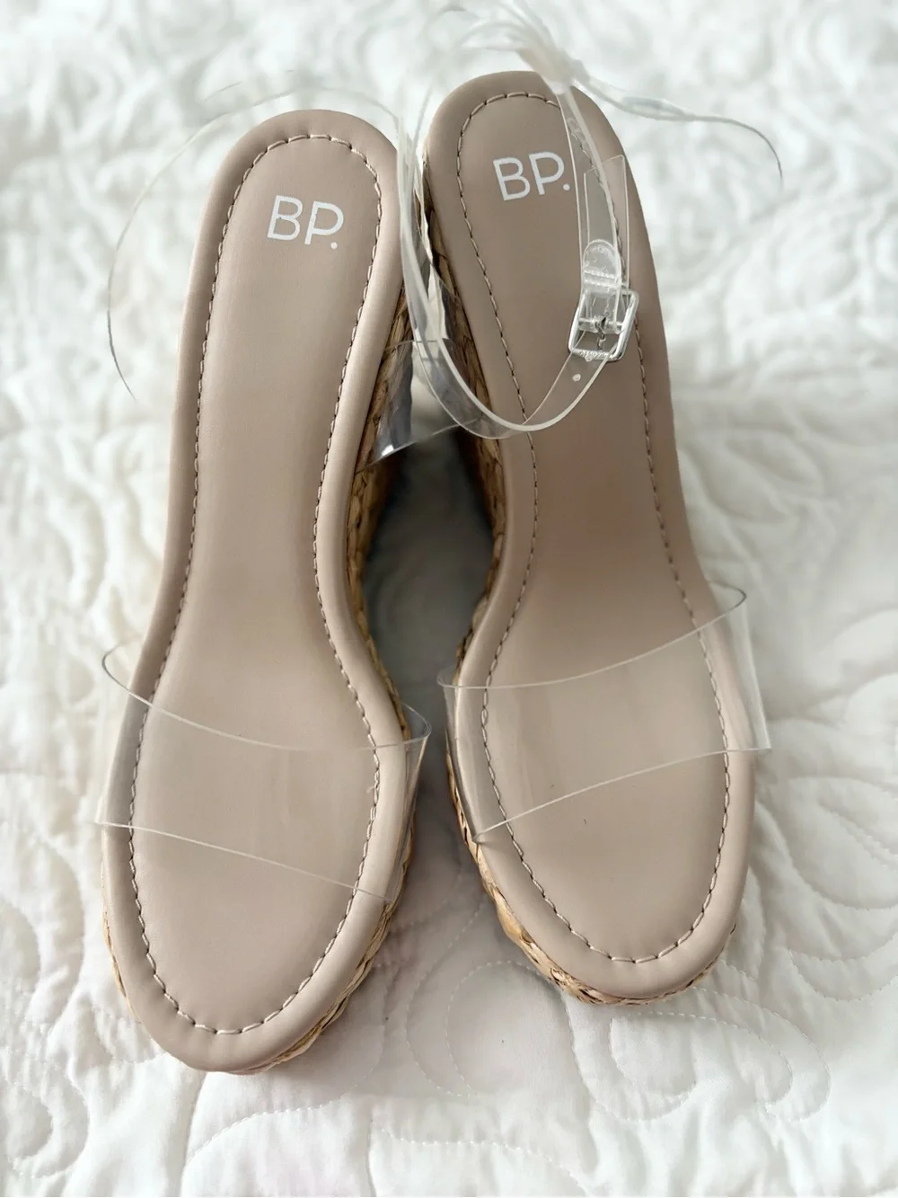 BP Ginny Espadrille Clear-Strap Ankle Strap Wedge Sandal